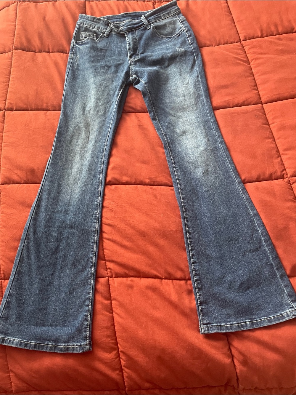 SHEIN Blue Flared Wide-Leg Jeans